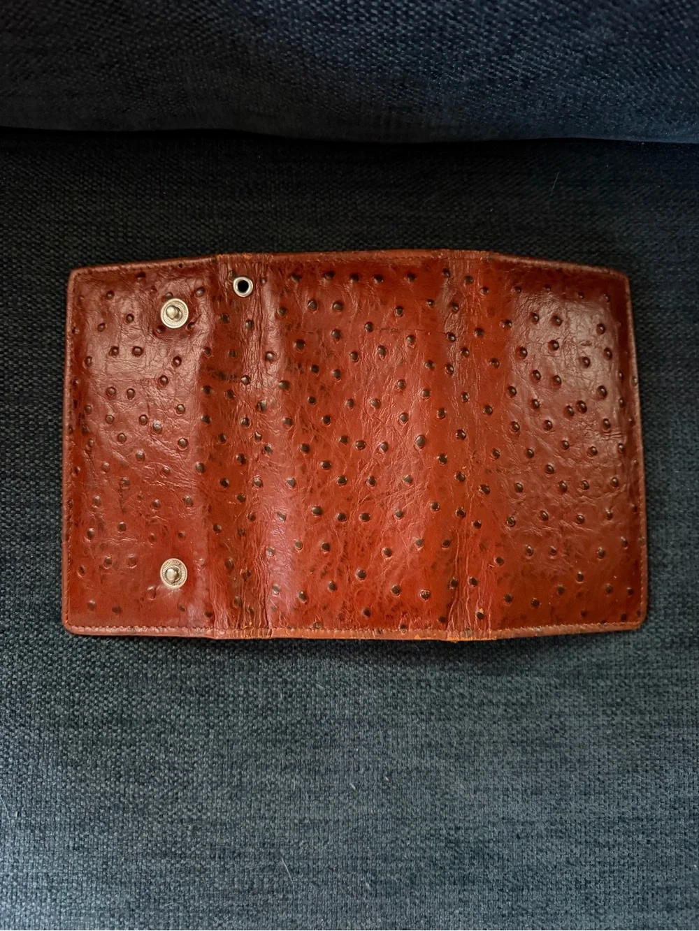 Men's Leather Card Holder - Brown Ostrich Embossed